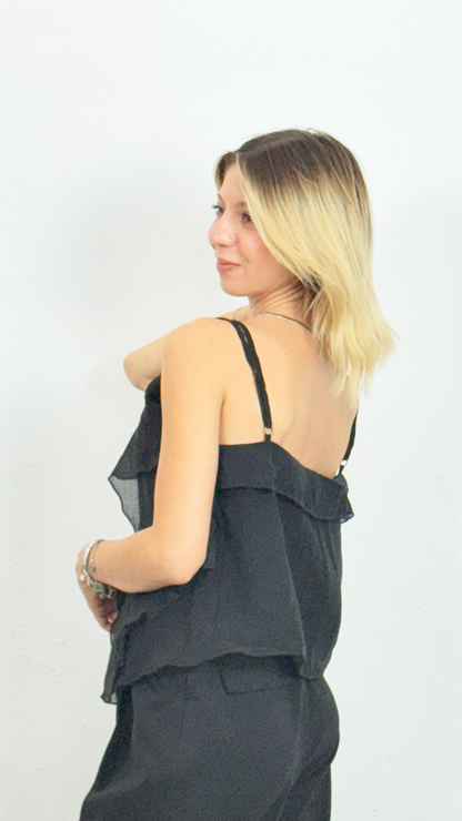 Fırfırlı Boncuk Detaylı Bluz