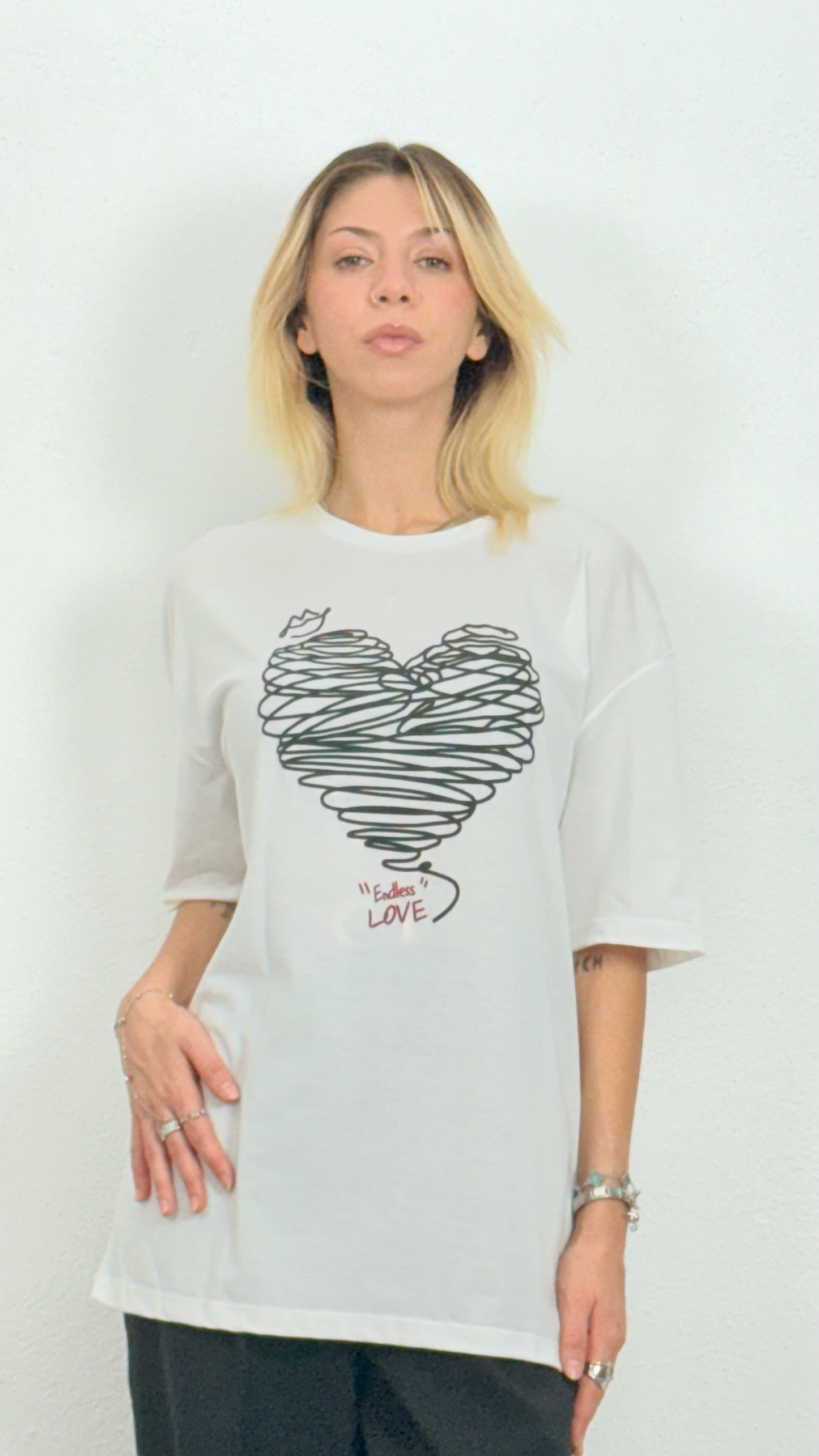 Kalp Baskılı T-Shirt