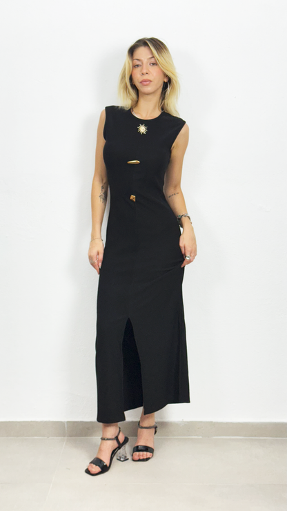 Gold Aksesuar Detaylı Elbise