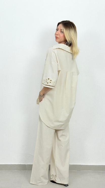 Nakış Detaylı Keten Takım