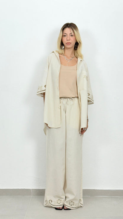 Nakış Detaylı Keten Takım