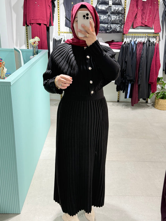 Pelerin Detaylı Triko Elbise