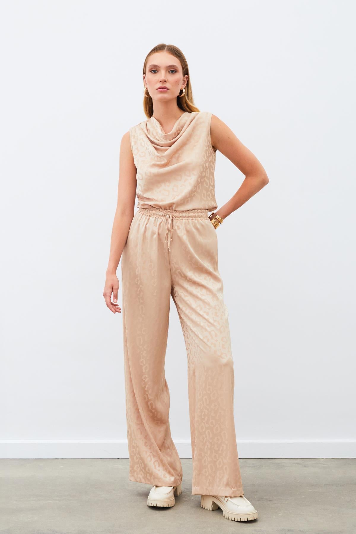 Degaje Yaka Kolsuz Bluz-Camel