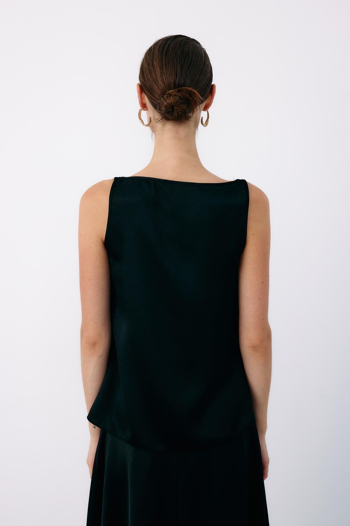 Omuz Aksesuarlı Salaş Bluz - Siyah