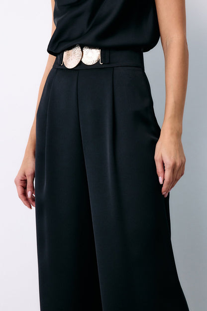 Salaş Krep Saten Pantolon - Siyah