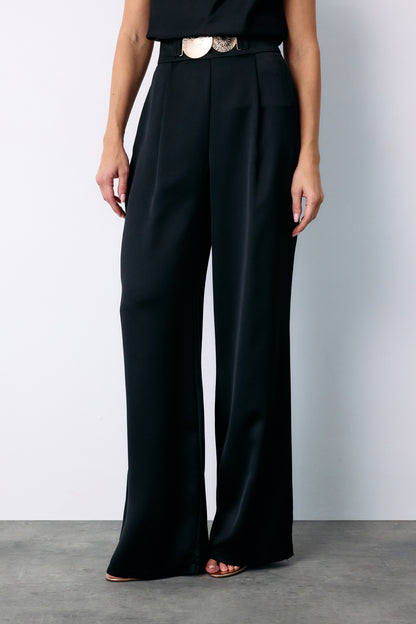 Salaş Krep Saten Pantolon - Siyah