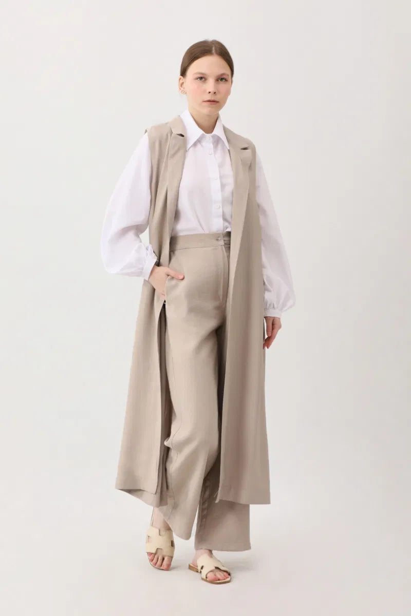 Tensel Yelekli Pantolon Takım Taş