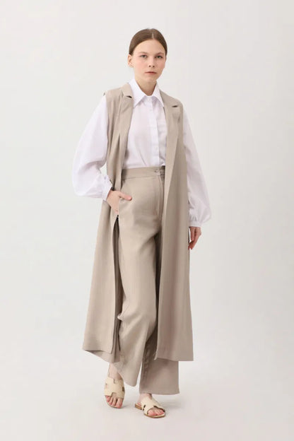 Tensel Yelekli Pantolon Takım Taş