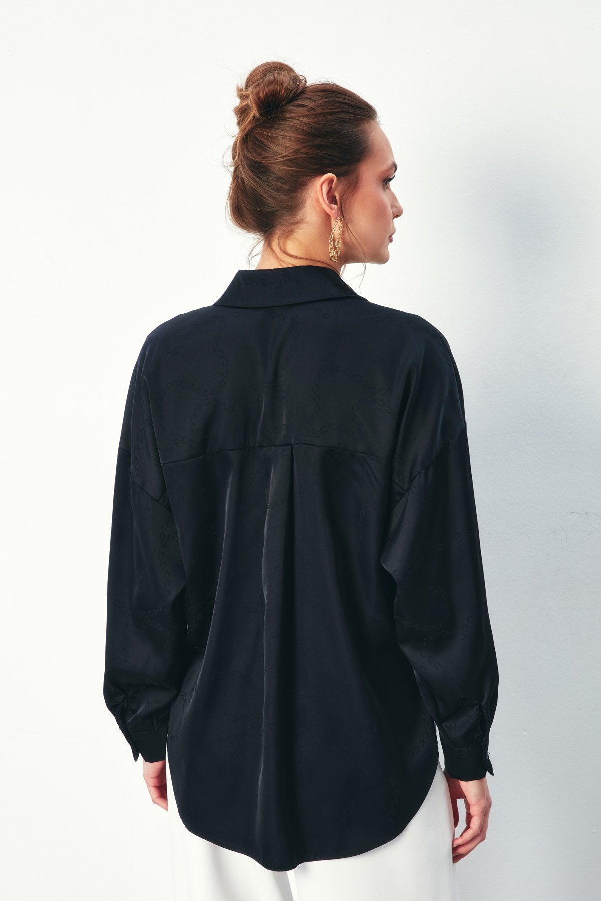 Zincir Desenli Gömlek - Siyah